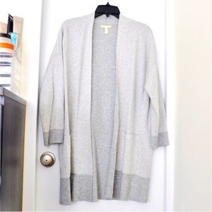 Eileen Fisher Striped Open Front Cardigan in Gray